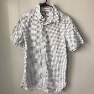 Ted Baker womens S button down short sleeve fitted geometric print shirt preppy